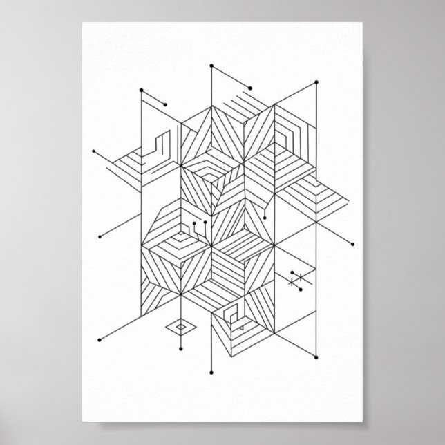 Affiches motif géométrique noir et blanc (Devant)