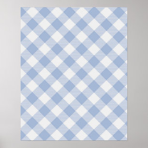 Affiches Motif Gingham Bleu Clair Imprimé Carreaux Classiqu