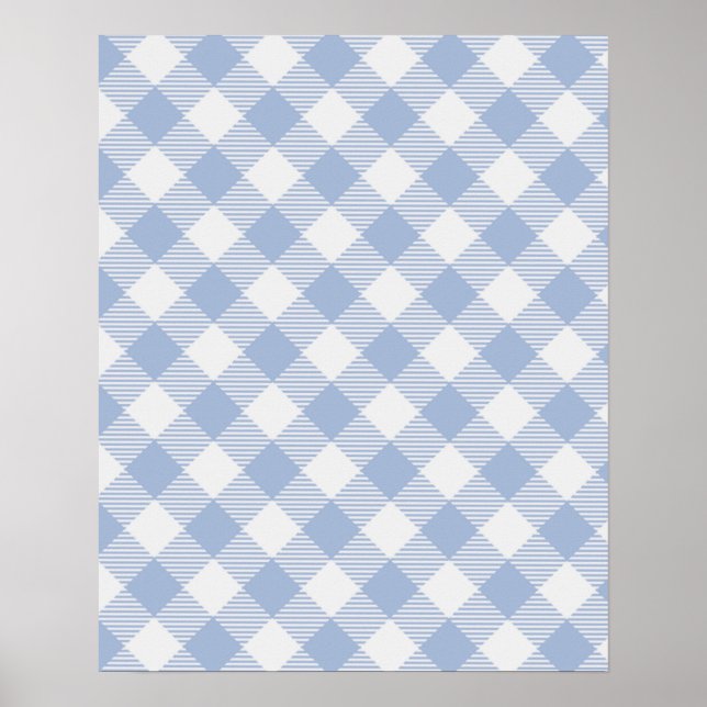 Affiches Motif Gingham Bleu Clair Imprimé Carreaux Classiqu (Devant)