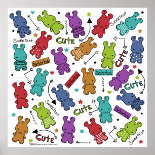 Affiches Motif hippo de dessin coloré
