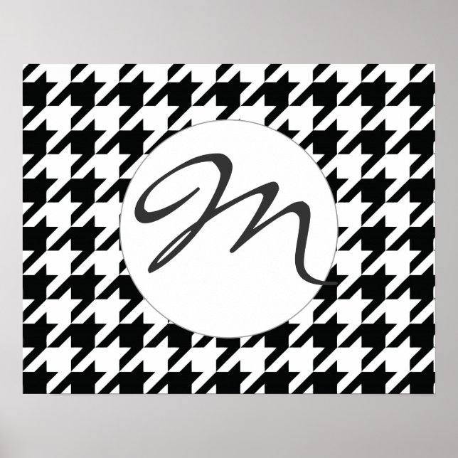 Affiches Motif Houdstooth noir et blanc (Devant)