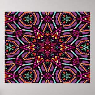 Affiches Motif kaléidoscope de mosaïque turque colorée