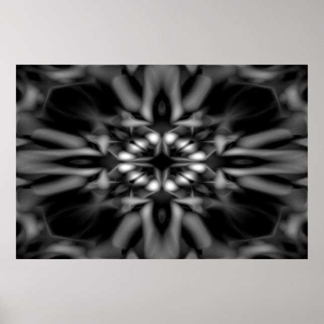 Affiches Motif kaléidoscope noir et blanc (Devant)