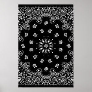 Affiches Motif noir détaillé de bandanna
