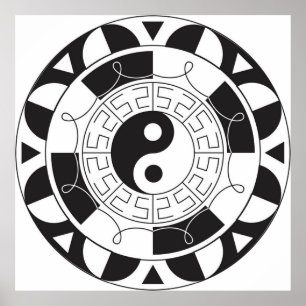 Affiches Motif noir et blanc de Yin Yang