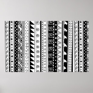 Affiches Motif tribal noir et blanc