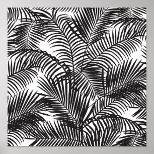 Affiches Motif tropical noir moderne de palmiers