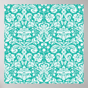 Affiches Motif turquoise de damassé de turquoise d'Aqua
