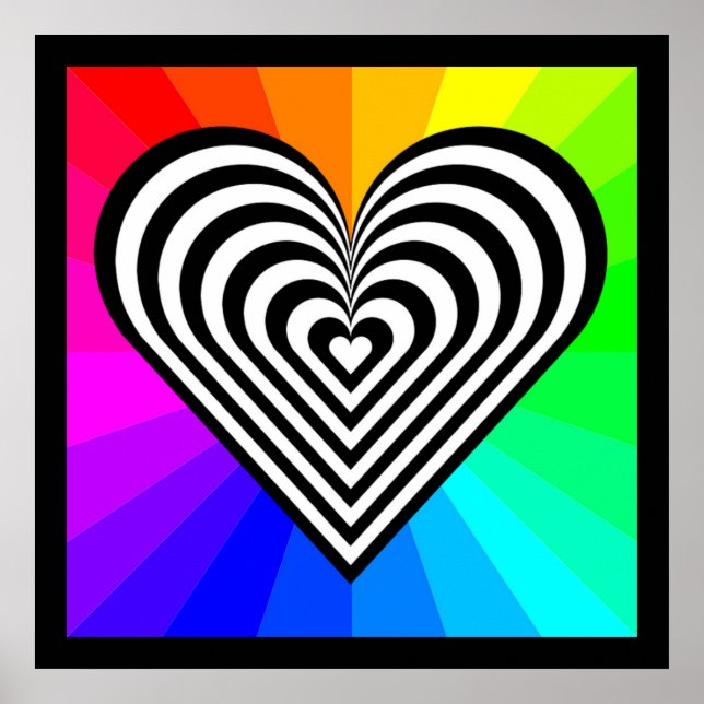Affiches Motif ZEBRA HEART RAINBOW (Devant)
