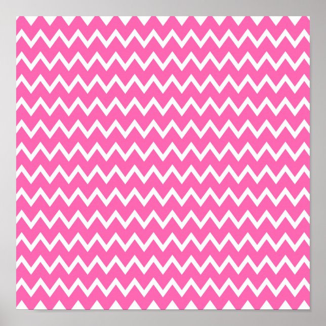 Affiches Motif Zigzag rose chaud (Devant)
