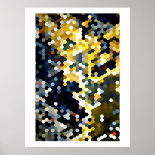 Affiches Motifs géométriques hexagones jaunes et bleus de