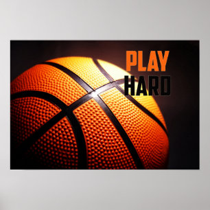 Affiches Motivation du basket-ball - jouer dur par le contr