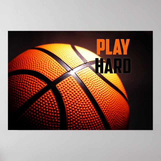 Affiches Motivation du basket-ball - jouer dur par le contr (Devant)