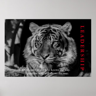 Affiches Motivation du leadership du tigre noir et blanc