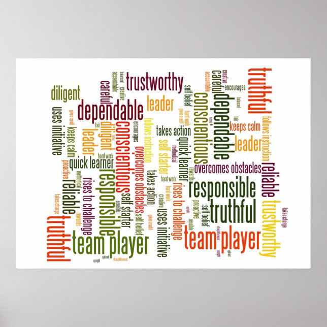 Affiches Motivation Mots #4 valeurs positives (Devant)