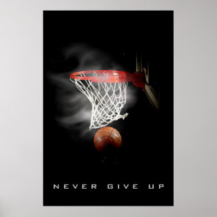 Affiches Motivationnel N'Abandonne Jamais Le Basket-Ball