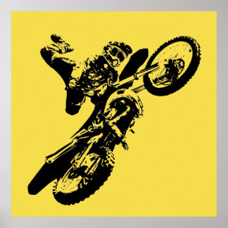 Affiches Motocross Art Pop Jaune Motocross Sport