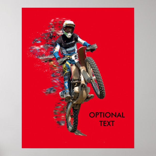 Affiches Motocross dans le désert avec des pièces volantes (Devant)