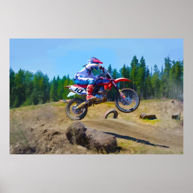 Affiches Motocross Dirt-Bike Racer One Wheel (Devant)