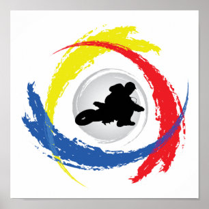 Affiches Motocross Tricolor Emblem