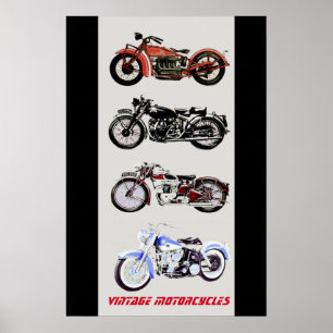Affiches MOTOCYCLES VINTAGE, Gris Noir