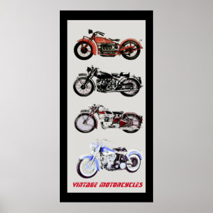 Affiches MOTOCYCLES vintages, gris noir