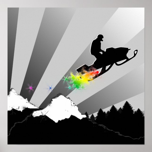 Affiches motoneige. piste en poudre. (Devant)