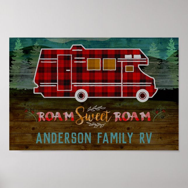 Affiches Motorhome RV Camper Travel Van Rustic Personalized (Devant)