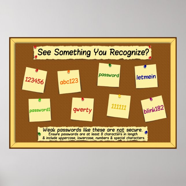 Affiches Mots de passe Information Security Awareness Poste (Devant)