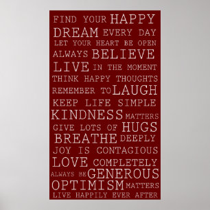 Affiches Mots inspirés de pensées positives rouges
