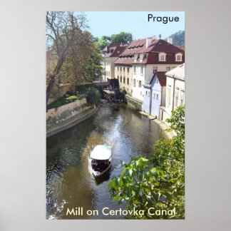 Affiches Moulin sur le canal de Certovka, Prague.
