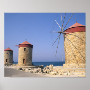 Affiches Moulins à vent célèbres de Rhodes Grèce