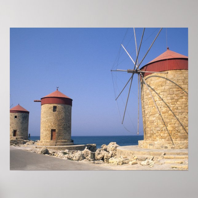 Affiches Moulins à vent célèbres de Rhodes Grèce (Devant)