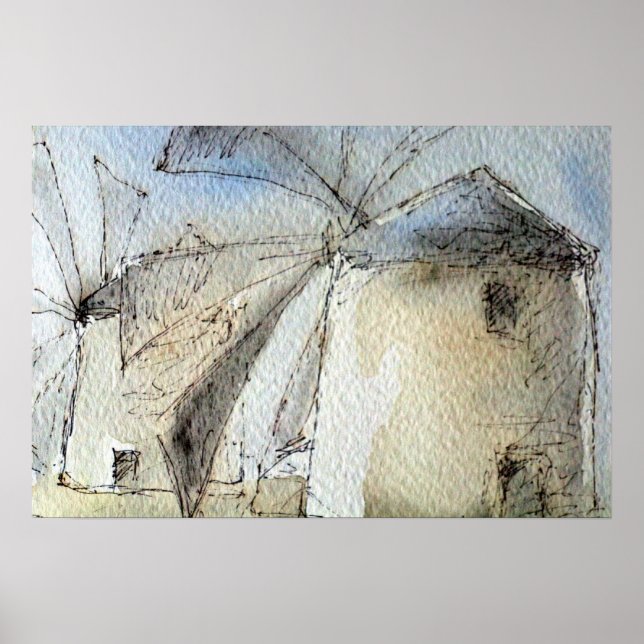 Affiches Moulins à vent grecs (Devant)