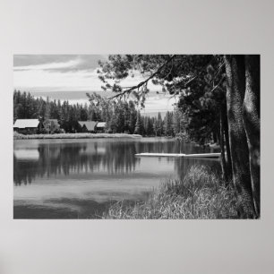 Affiches Mountain Lake, Dock, noir et blanc
