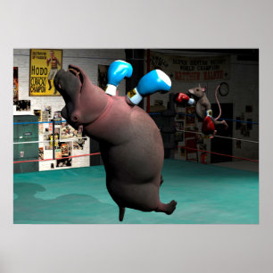 Affiches Mouse Beats Hippo KO