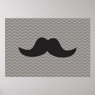 Affiches Moustache sur chevron gris arrière - plan