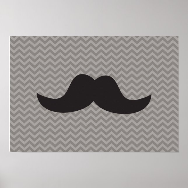 Affiches Moustache sur chevron gris arrière - plan (Devant)