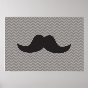Affiches Moustache sur l'arrière - plan gris de chevron