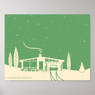 Affiches Moyenne du siècle Snowscene-Green