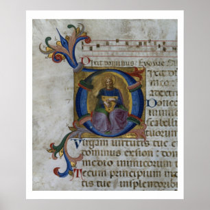 Affiches Ms 531 f.169v Historiated initial 'D' depicting Ki