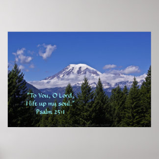 Affiches Mt Rainier dans le brouillard avec versets d'écrit