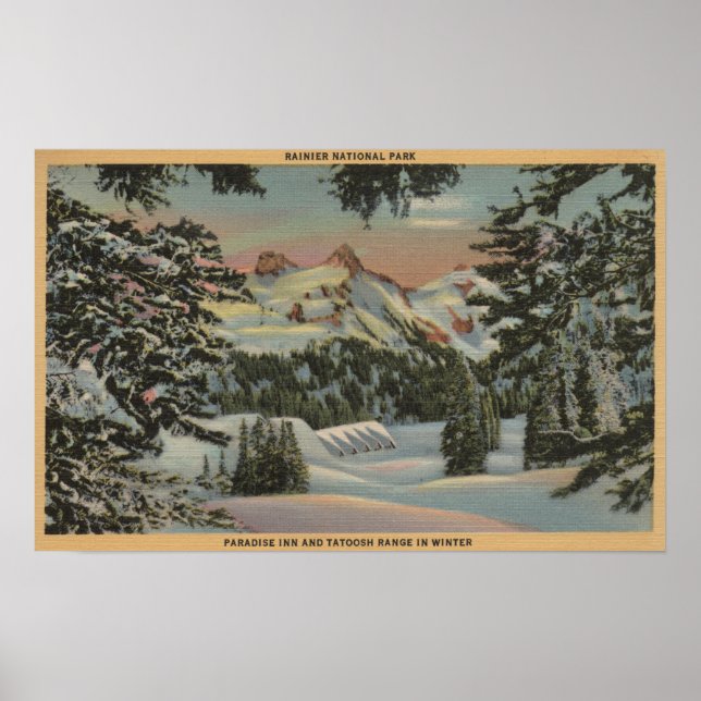 Affiches Mt. Rainier, WA - Paradise Inn & Tatoosh Range (Devant)