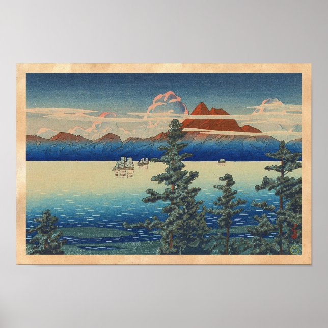 Affiches Mt Unzen dans la province de Hizen, art de Hasui K (Devant)