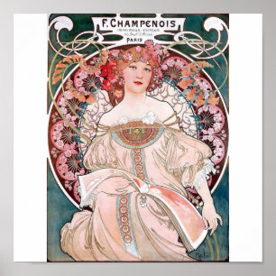 Affiches Mucha champenois paris rose