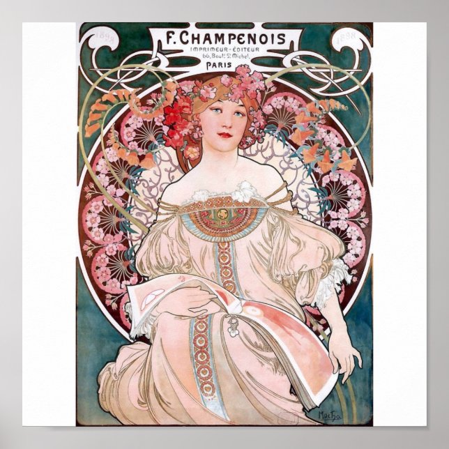 Affiches Mucha champenois paris rose (Devant)