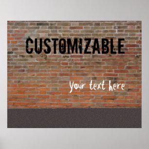 Affiches Mur de briques de graffiti personnalisable