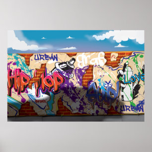 Affiches Mur de graffiti de hip hop urbain.