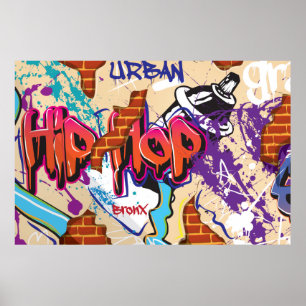 Affiches Mur de graffitis Hip hop urbains.