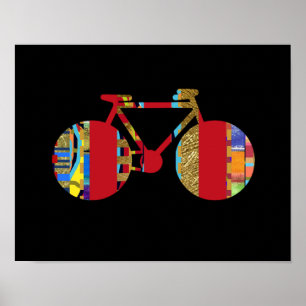 Affiches mur/décor coloré à bicyclette